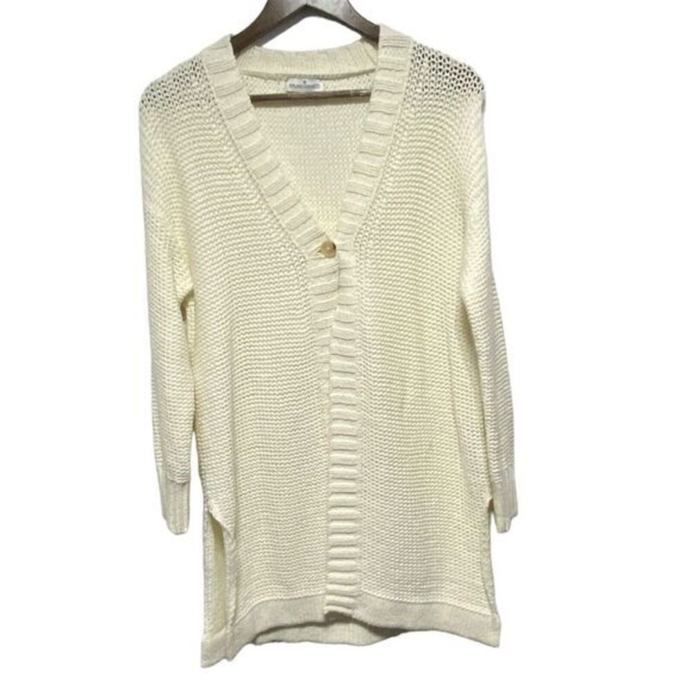 Bruno Manetti Cardigan Womens 40 S Ivory V Neck Long Sleeve Beachy Sweater Italy